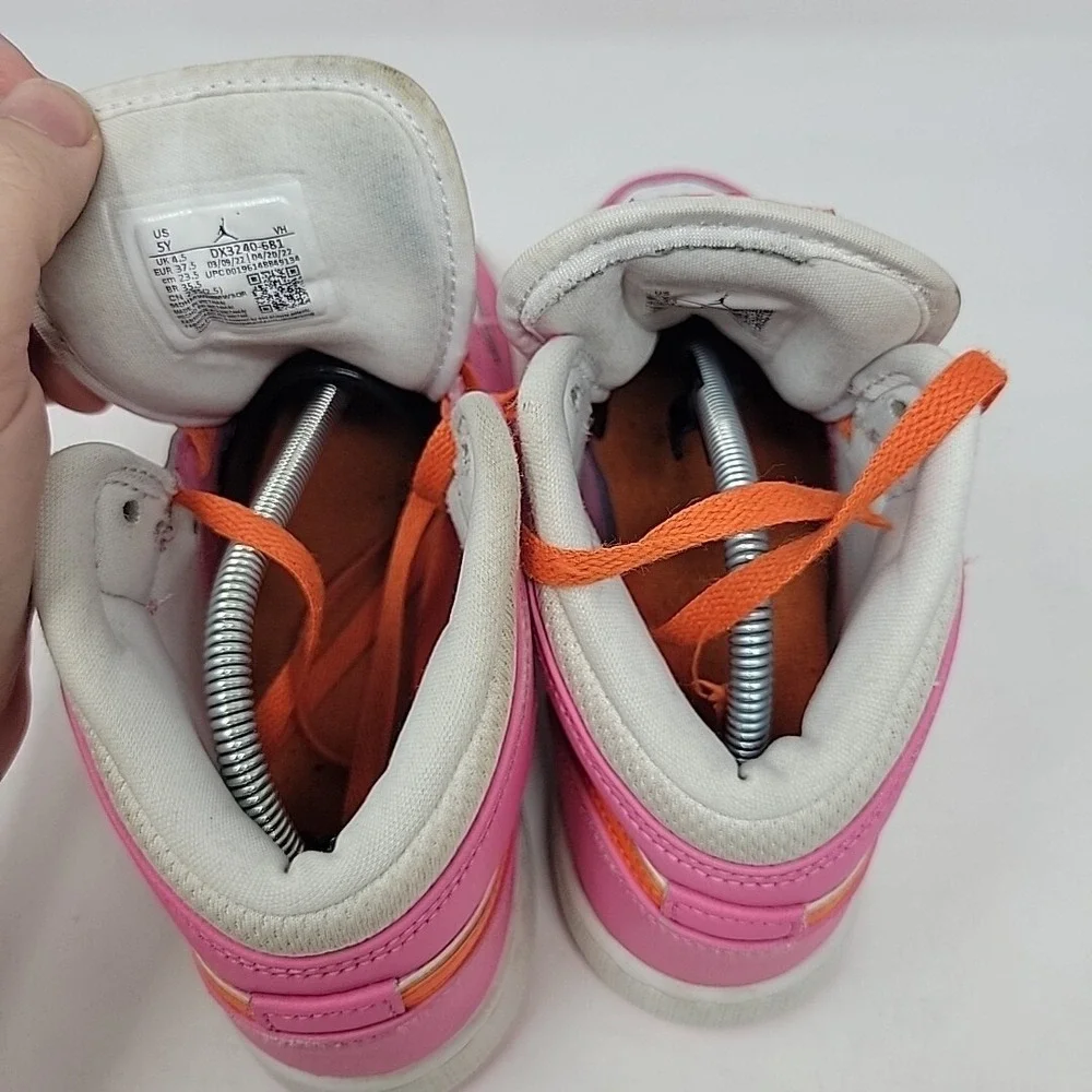 Nike Air Jordan 1 Mid DX3240-681 White Basketball Youth Girl Shoes‎ Size 5Y